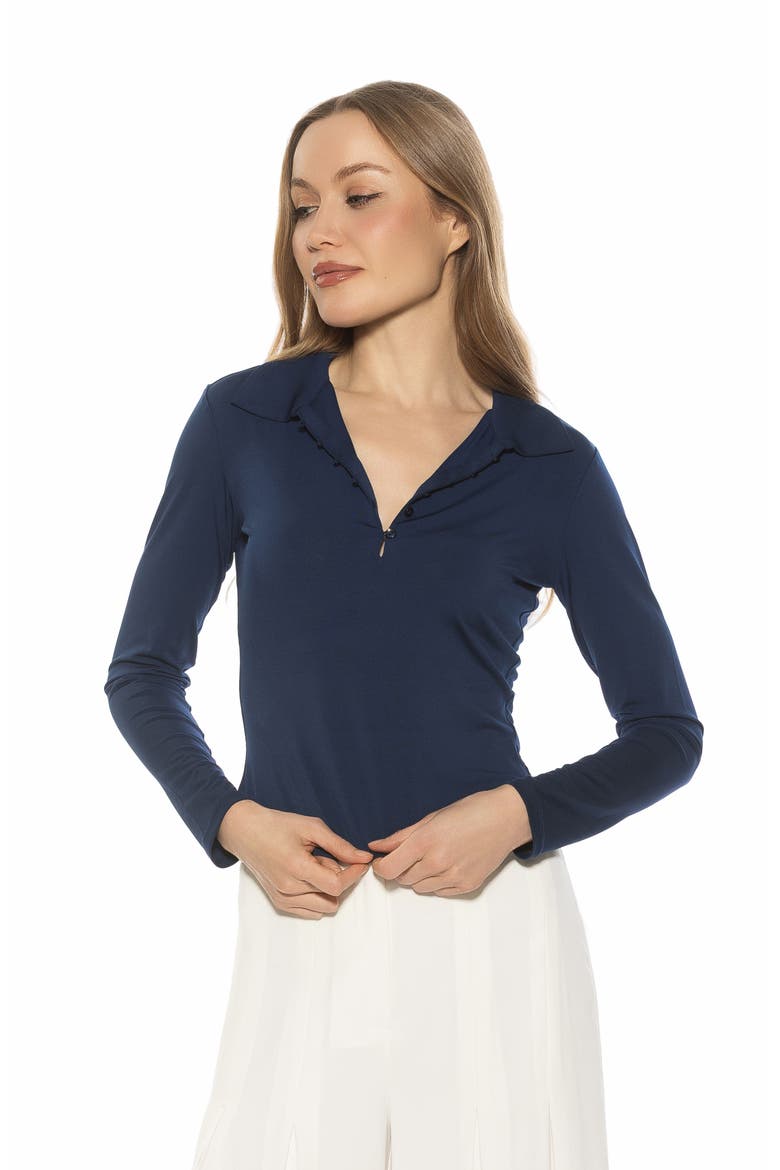 Marlo Long Sleeve Polo, Alternate, color, NAVY