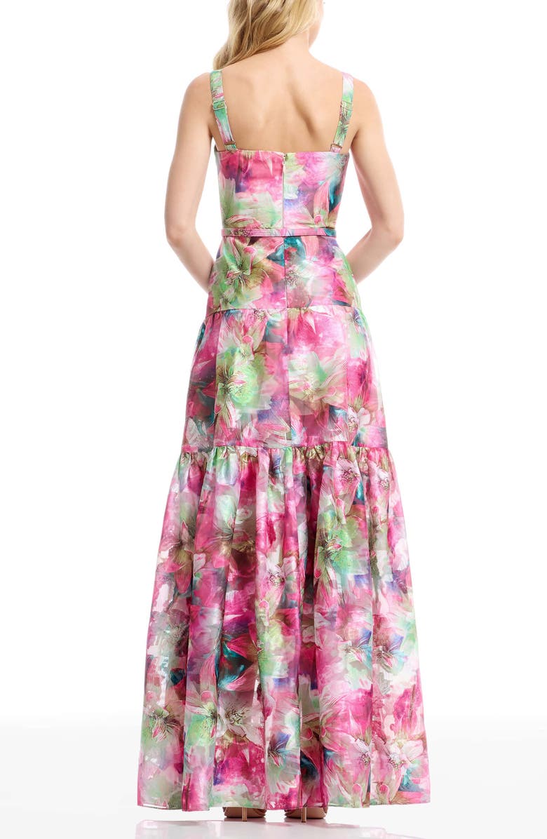 Dress the Population Tate Floral Jacquard Belted Dress, Alternate, color, Bright Fuchsia Multi
