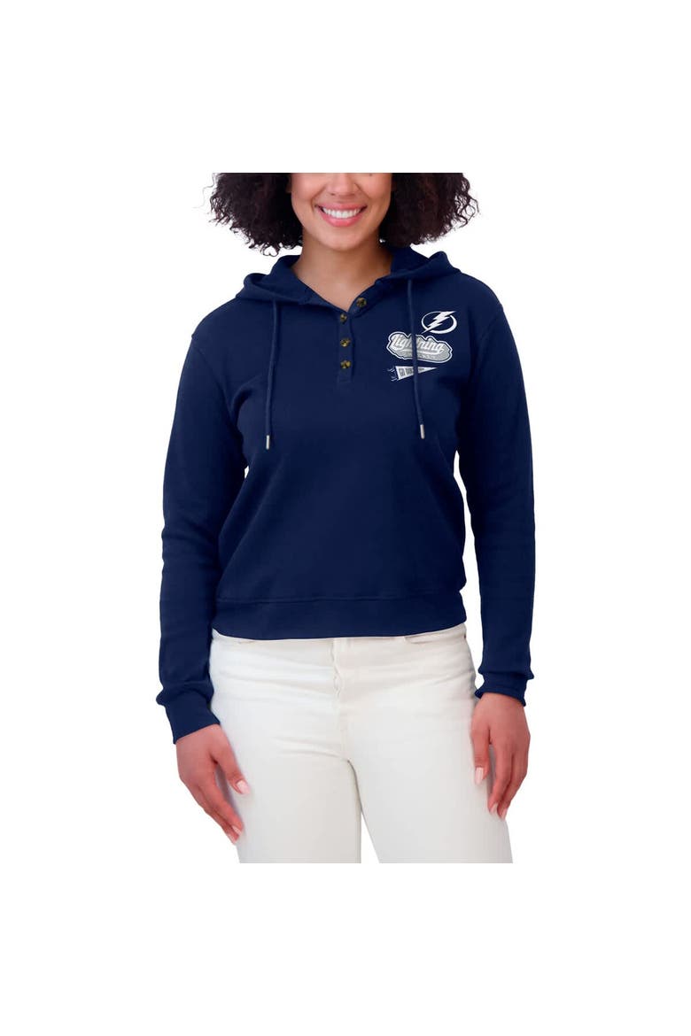 Women's WEAR by Erin Andrews  Blue Tampa Bay Lightning Waffle-Knit Pullover Hoodie, Alternate, color, Blue