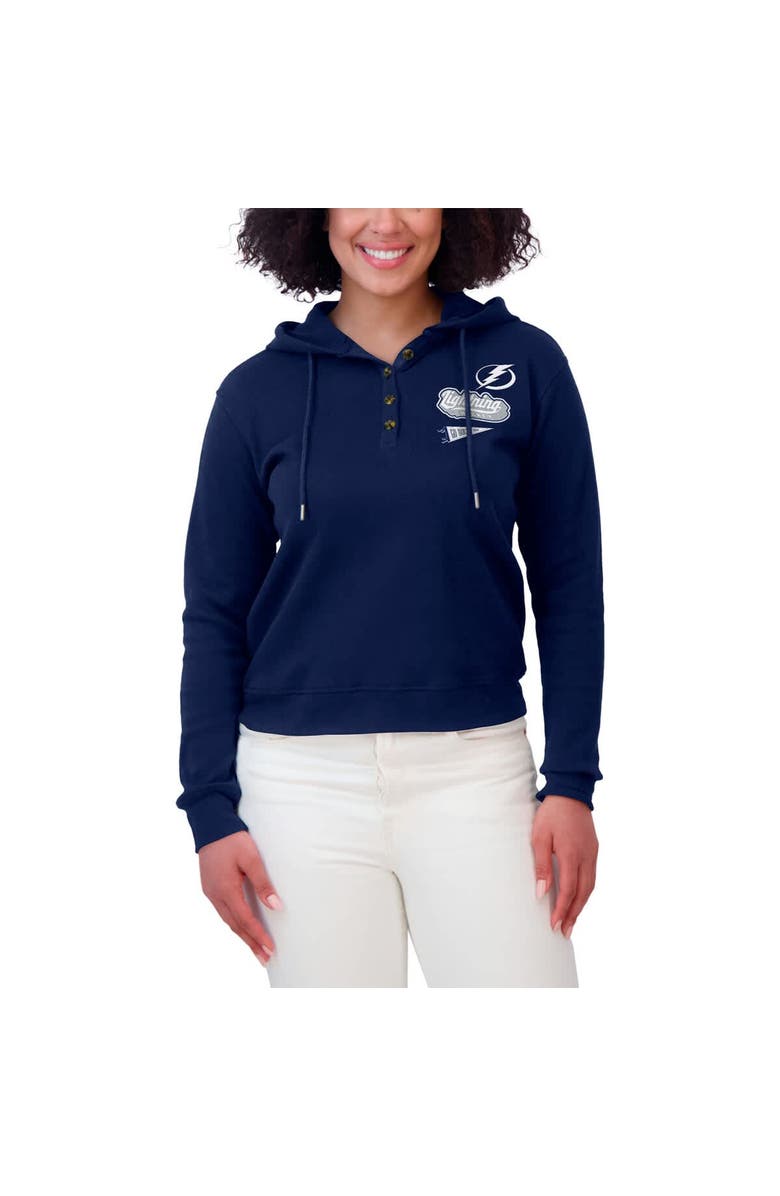 WEAR by Erin Andrews Women's WEAR by Erin Andrews Blue Tampa Bay Lightning Waffle-Knit Pullover Hoodie, Alternate, color, Blue