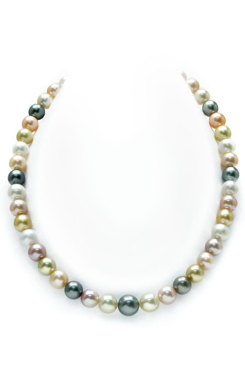 8-10mm South Sea & Freshwater Multicolor Pastel Pearl Necklace - AAA Quality, Main, color, White Gold Clasp