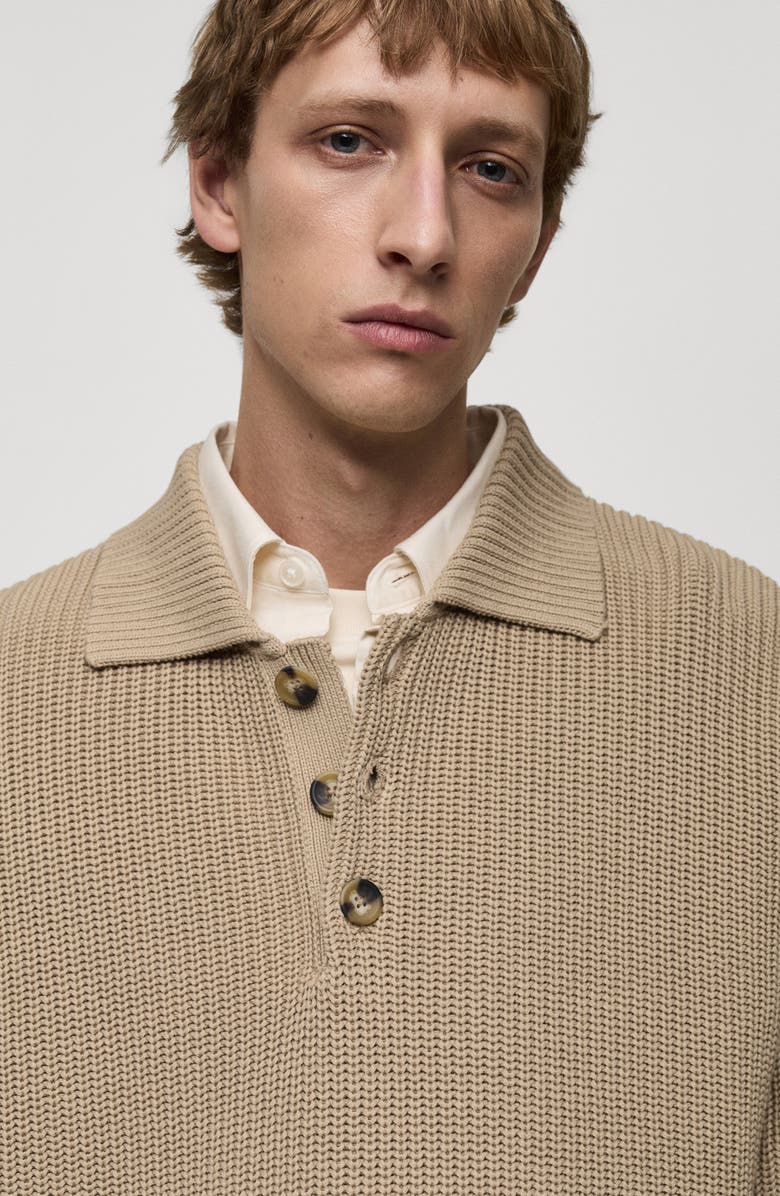 MANGO Chunky Cotton Polo Sweater, Alternate, color, 
