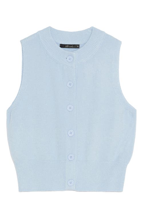 Deluc Amanda Sleeveless Knit Cardigan Vest In Light Blue In Light Blue