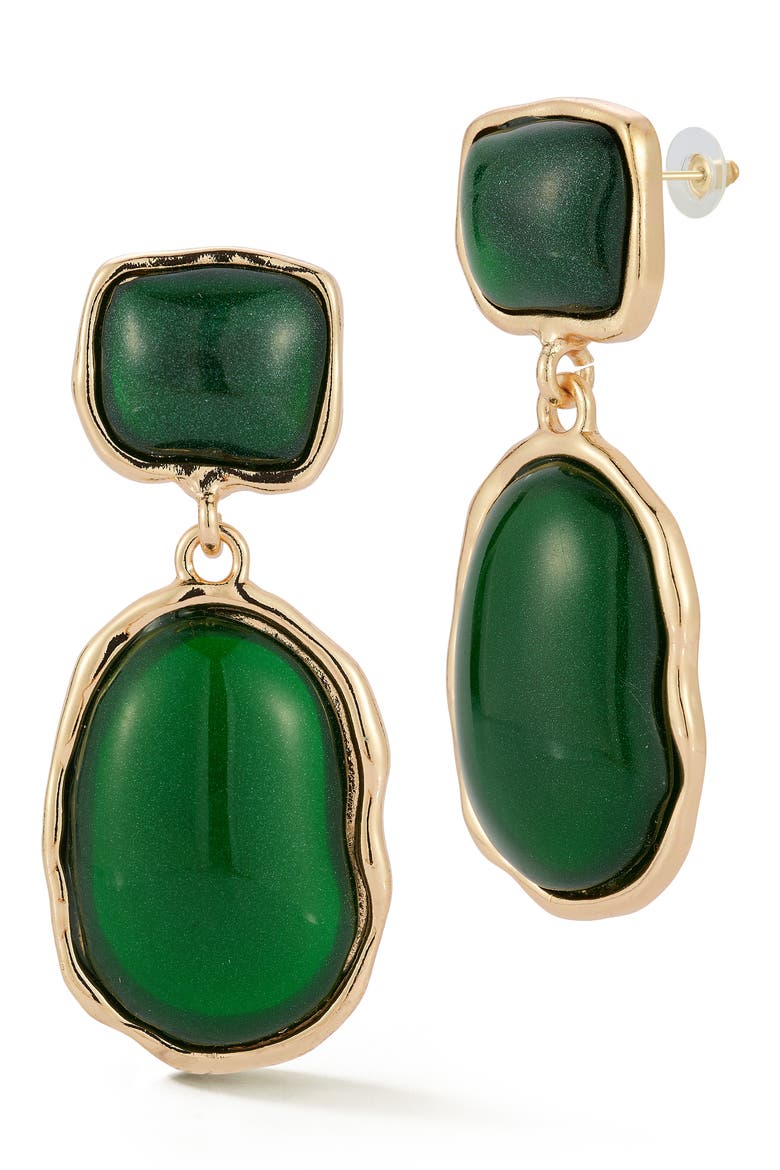 Faux Stone Drop Earrings, Main, color, GOLD/GREEN