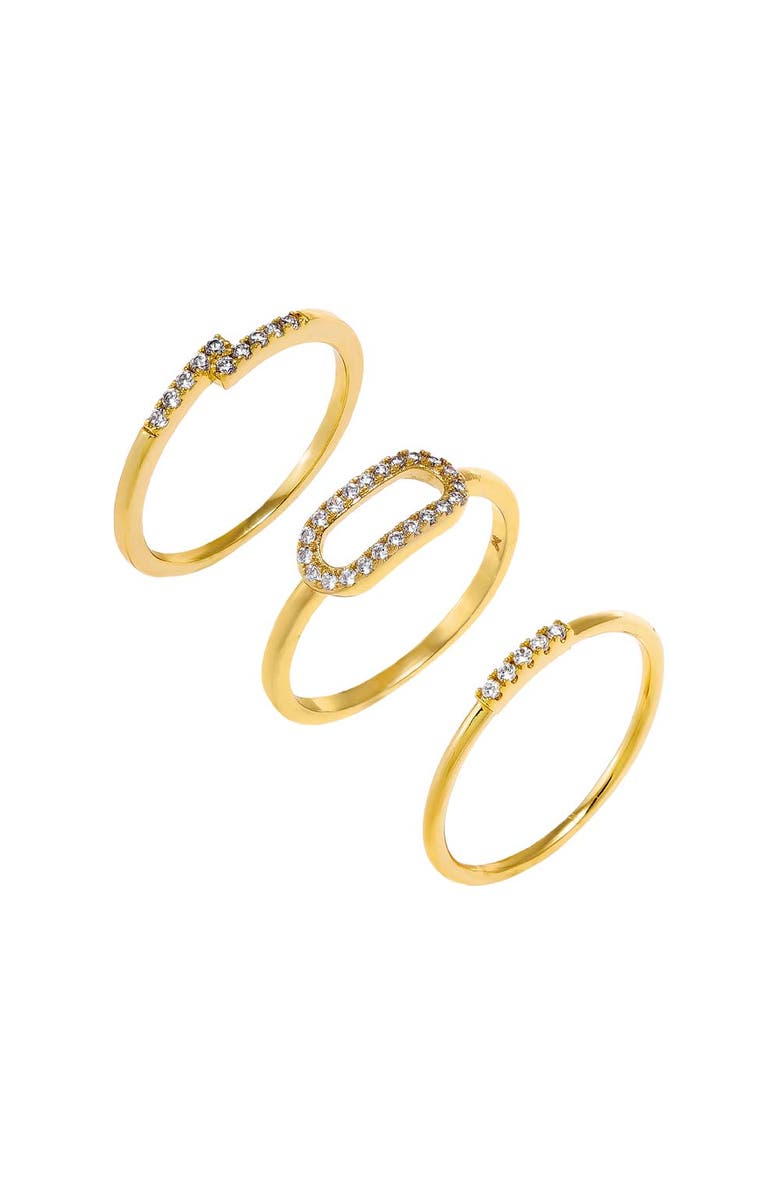 BY ADINA EDEN Pave Accented Rings Combo Set, Main, color, Gold