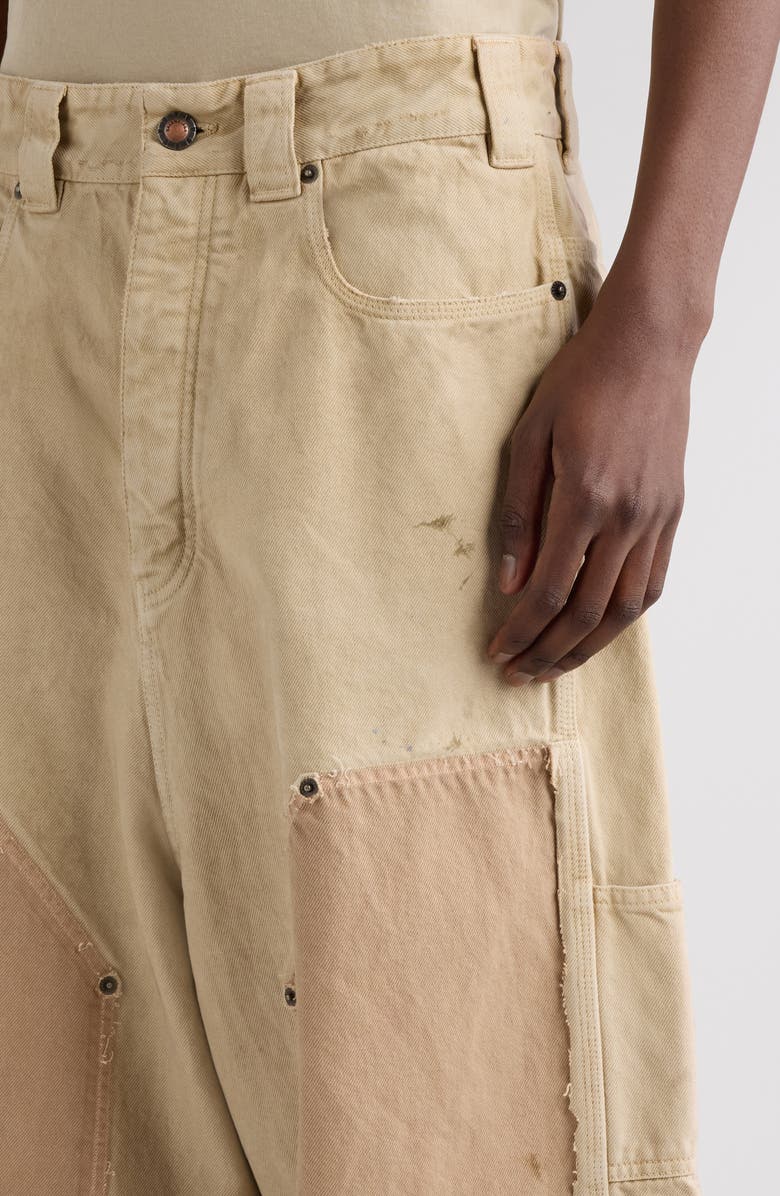 Balenciaga Ripped Off Baggy Carpenter Jeans, Alternate, color, 9501 Beige