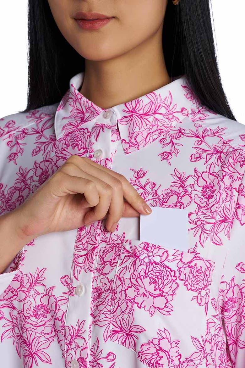 Castaneda Short Flared Shirt Dress With Long Sleeves, Upf 50+ Sun Protection, Alternate, color, Fuchsia Pink