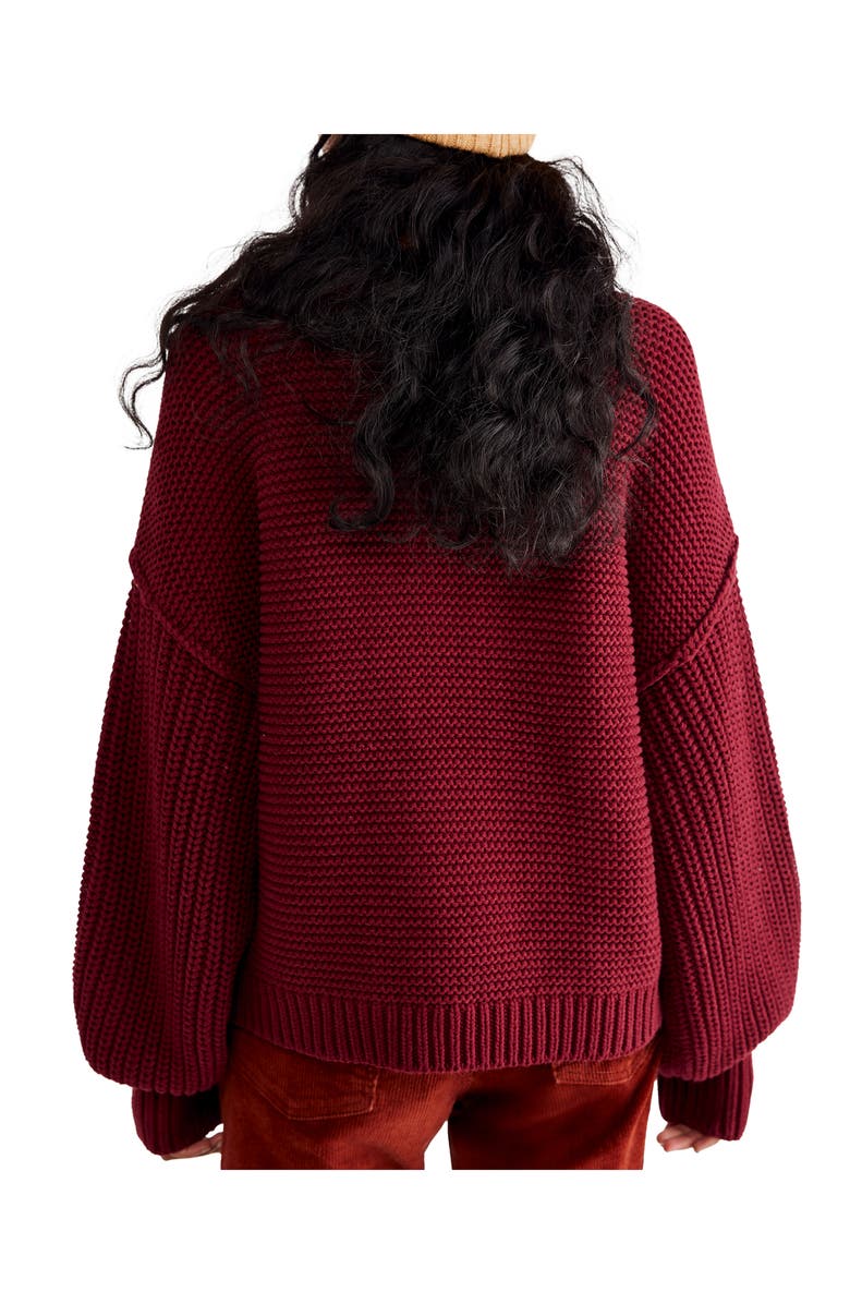 Free People Dream Cable Crewneck Sweater, Alternate, color, Cabernet