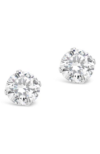 Sterling Forever Sterling Silver Round Cubic Zirconia Stud Earrings In Metallic