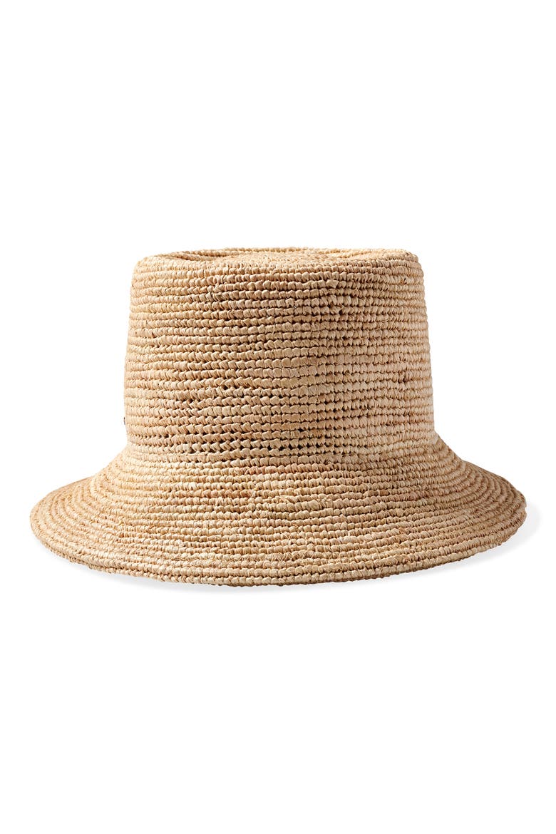 Ellee Straw Packable Bucket Hat, Alternate, color, TAN
