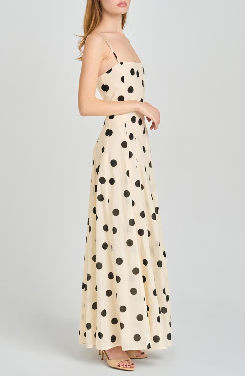 WAYF Carolina Polka Dot Cotton Godet Maxi Dress, Alternate, color, Ivory Polka Dot