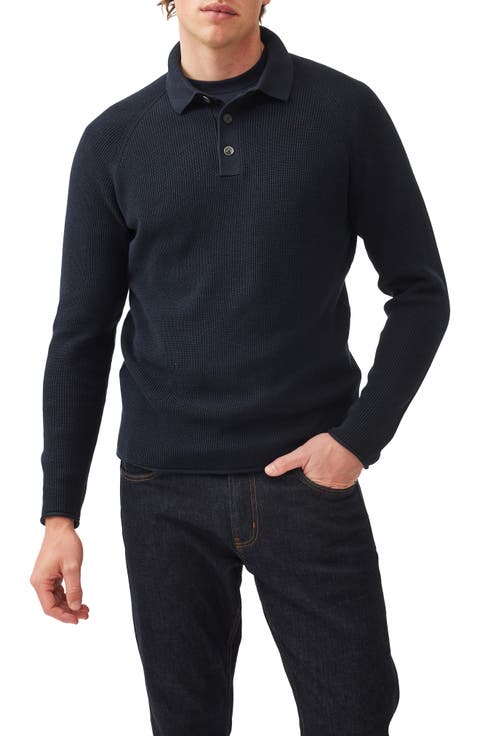 Eastern Bush Long Sleeve Cotton Rib Polo Sweater