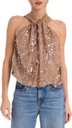 CIEBON Mae Sequin Twist Neck Sleeveless Top