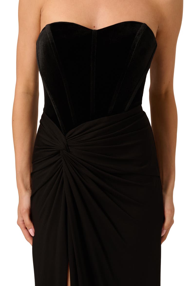 Velvet & Jerset Slit Gown, Alternate, color, BLACK