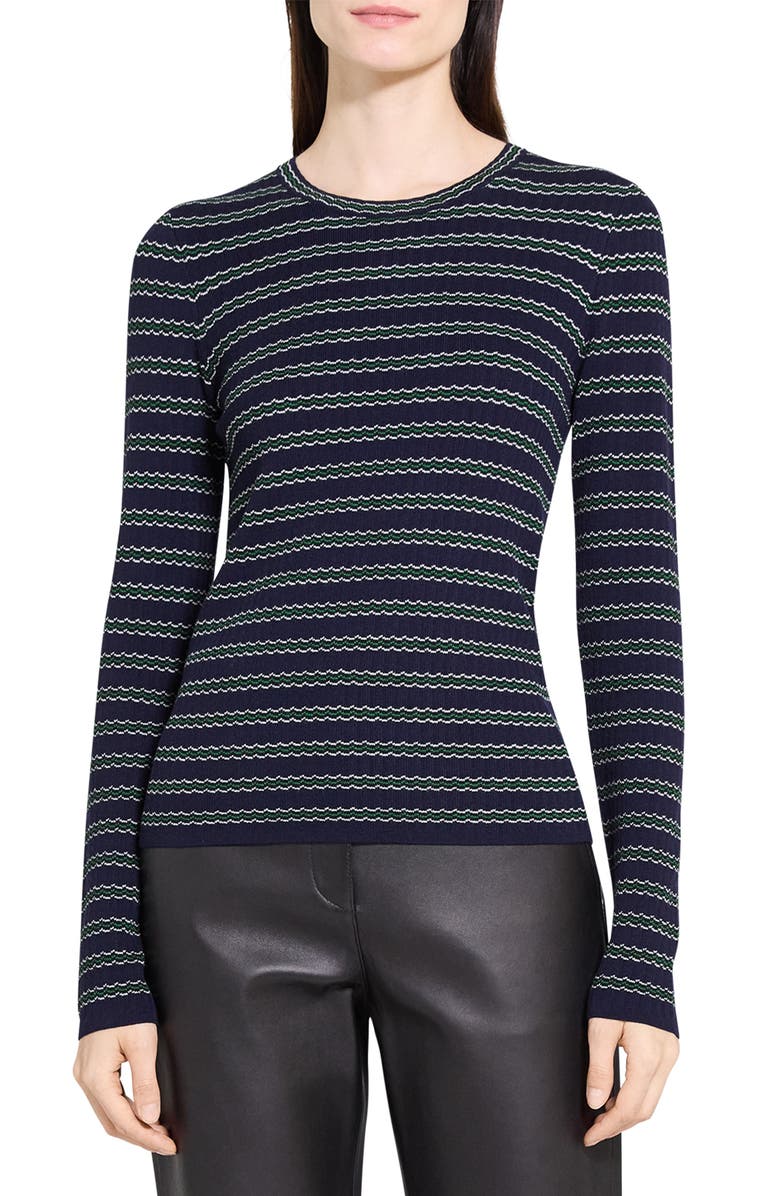 Theory Stripe Merino Wool Sweater, Main, color, Deep Navy Multi