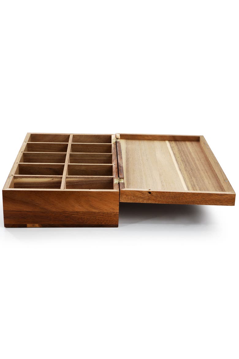Wood Tea Box Organizer, Alternate, color, Acacia