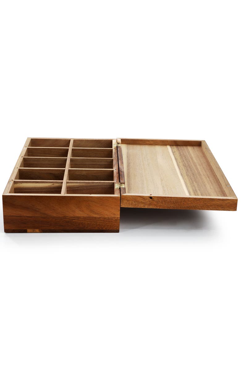 Megachef Wood Tea Box Organizer, Alternate, color, Acacia