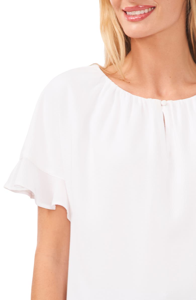 CeCe Ruffle Sleeve Crepe Blouse, Alternate, color, New Ivory