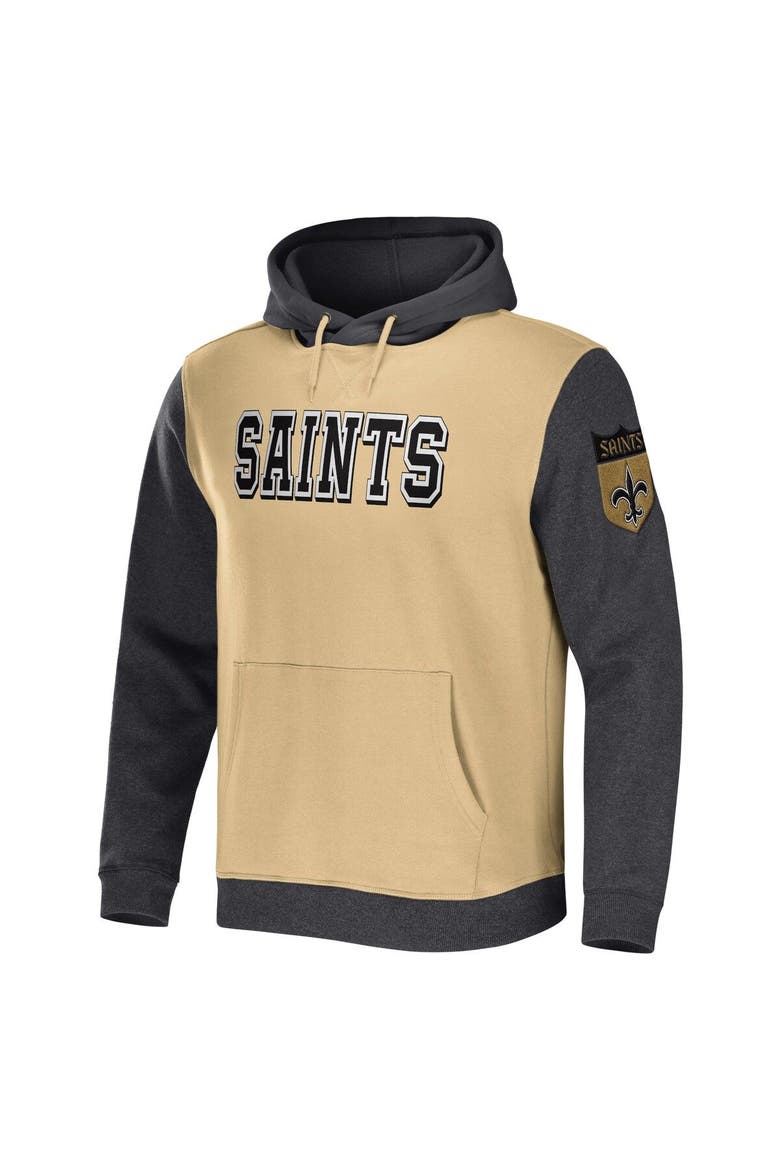 Men's NFL x Darius Rucker Collection by Fanatics Gold/Charcoal New Orleans Saints Colorblock Pullover Hoodie, Alternate, color, Gold