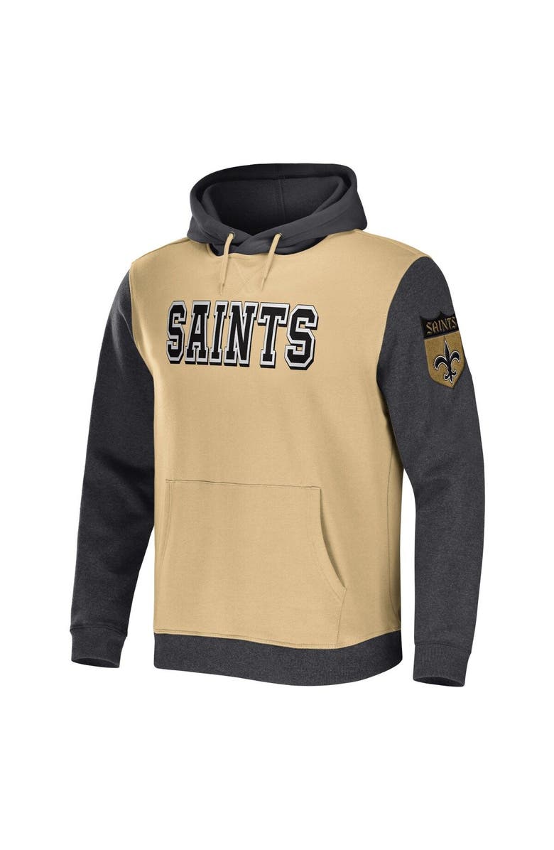 NFL X DARIUS RUCKER Men's NFL x Darius Rucker Collection by Fanatics Gold/Charcoal New Orleans Saints Colorblock Pullover Hoodie, Alternate, color, Gold