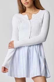 Florence by Mills Baby Bow Rib Knit Button Front Crop Cardigan
