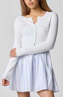 Baby Bow Rib Knit Button Front Crop Cardigan