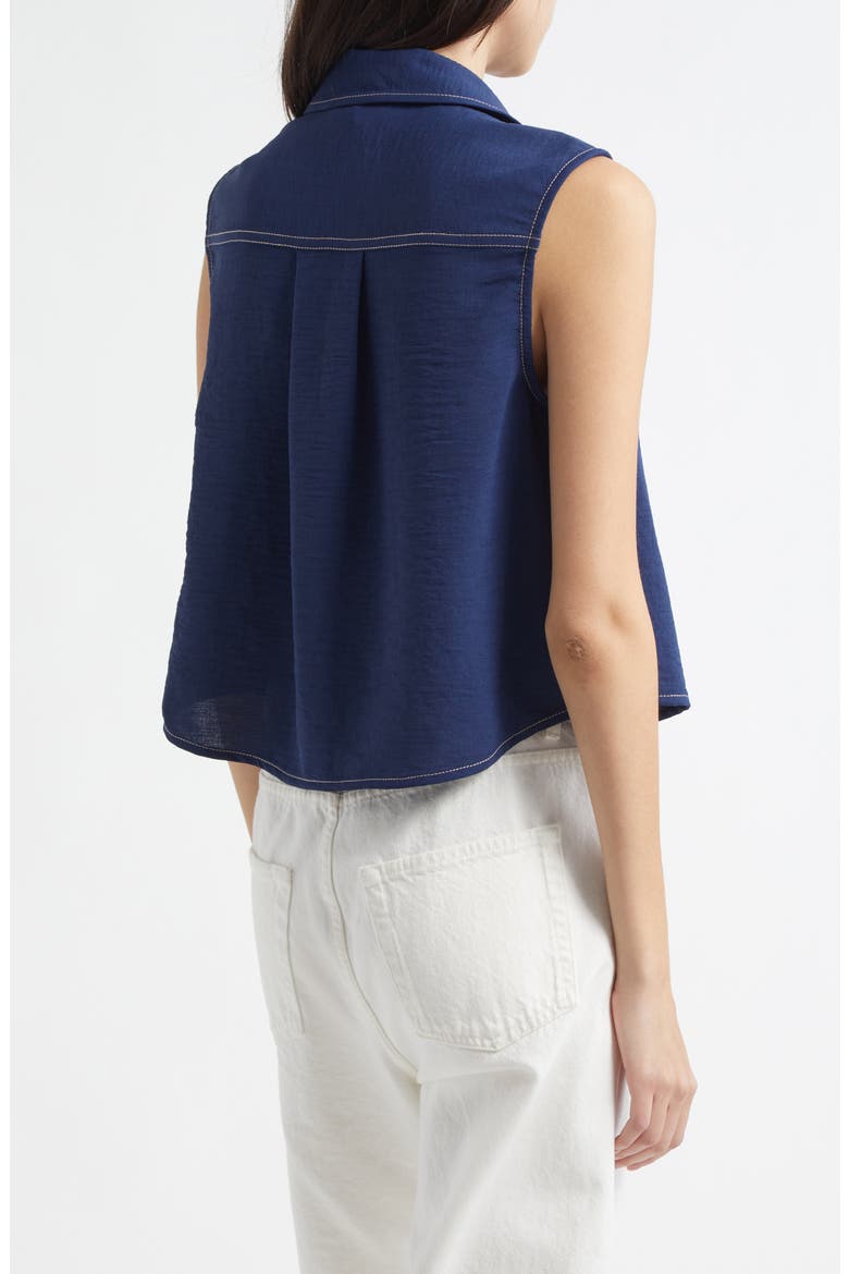 Laura Sleeveless Shirt, Alternate, color, SPRING NAVY