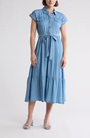 AUGUST SKY Chambray Shirtdress