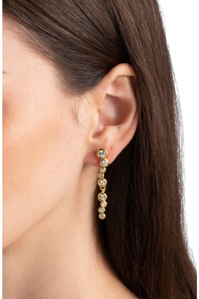 Asterales Linear Drop Earrings, Alternate, color, YELLOW GOLD/ STONES