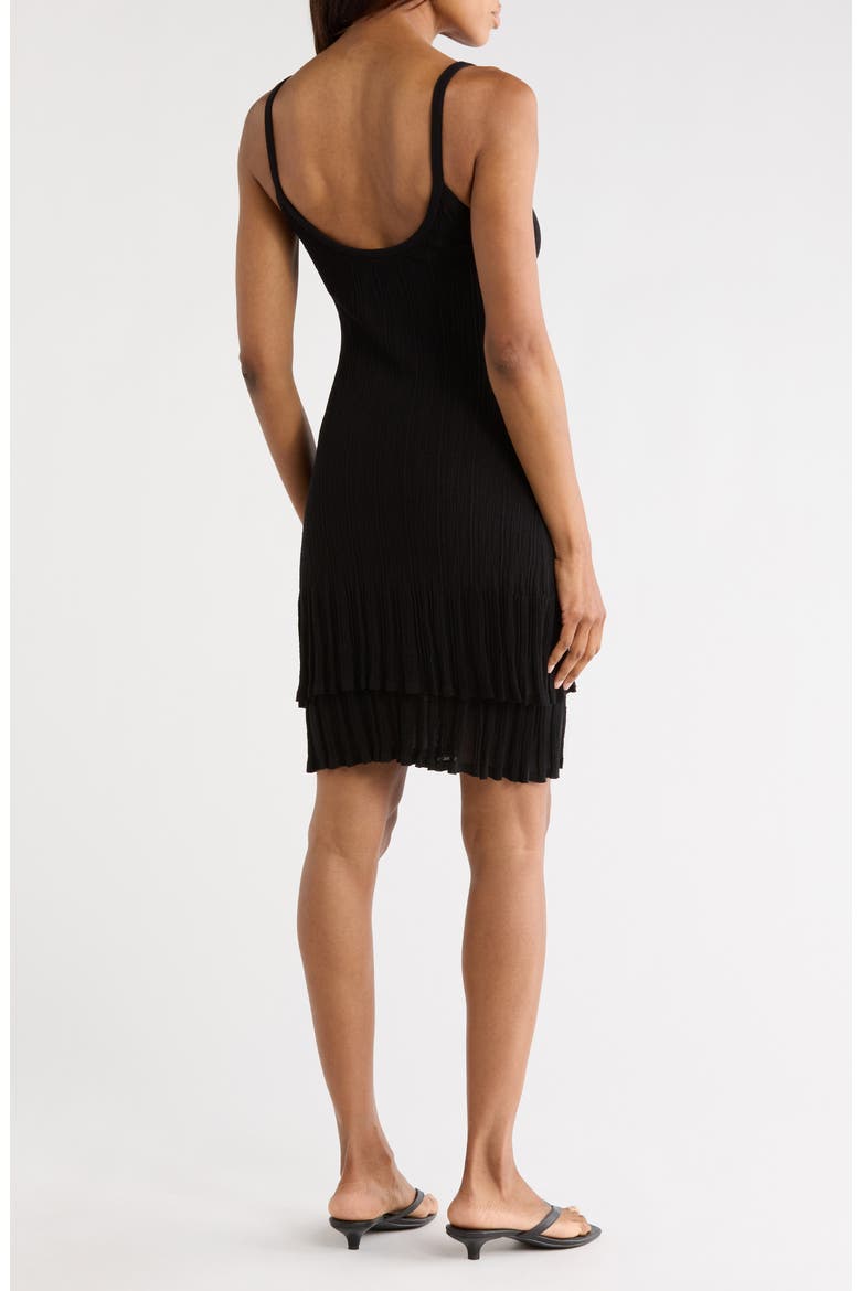 Lex Cotton Blend Tiered Slipdress, Alternate, color, BLACK