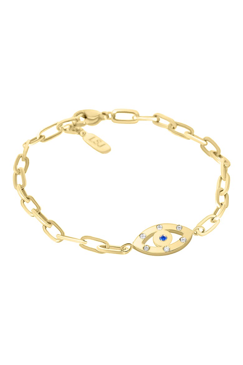 Cubic Zirconia Evil Eye Bracelet, Main, color, GOLD