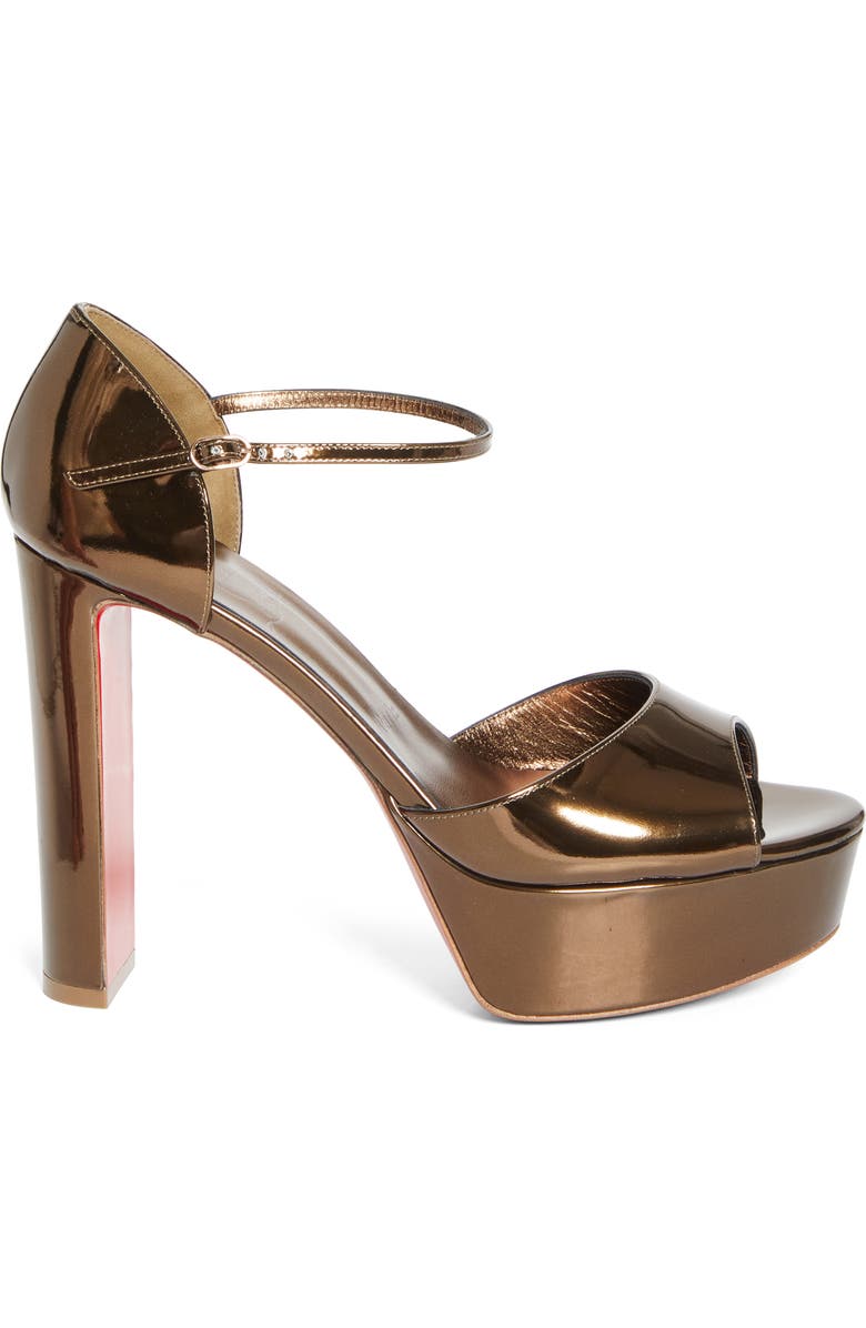 Christian Louboutin Sandaloo Metallic Peep-Toe Sandal, Alternate, color, Bronzo/ Bronzo