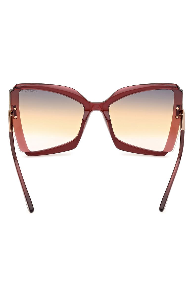 TOM FORD Gia 63mm Oversize Butterfly Sunglasses, Alternate, color, Bordeaux/ Rose Gold