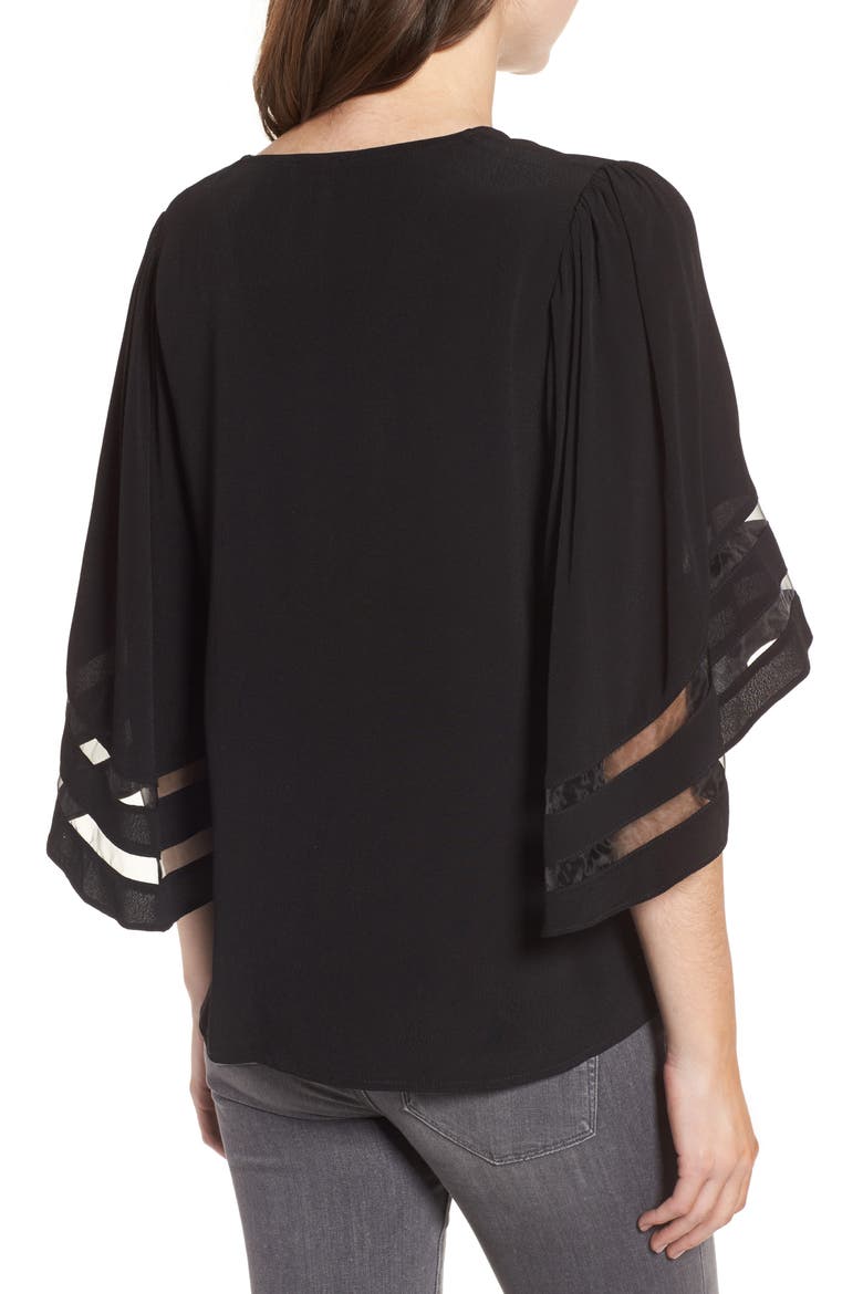 Illusion Sleeve Top, Alternate, color, BLACK