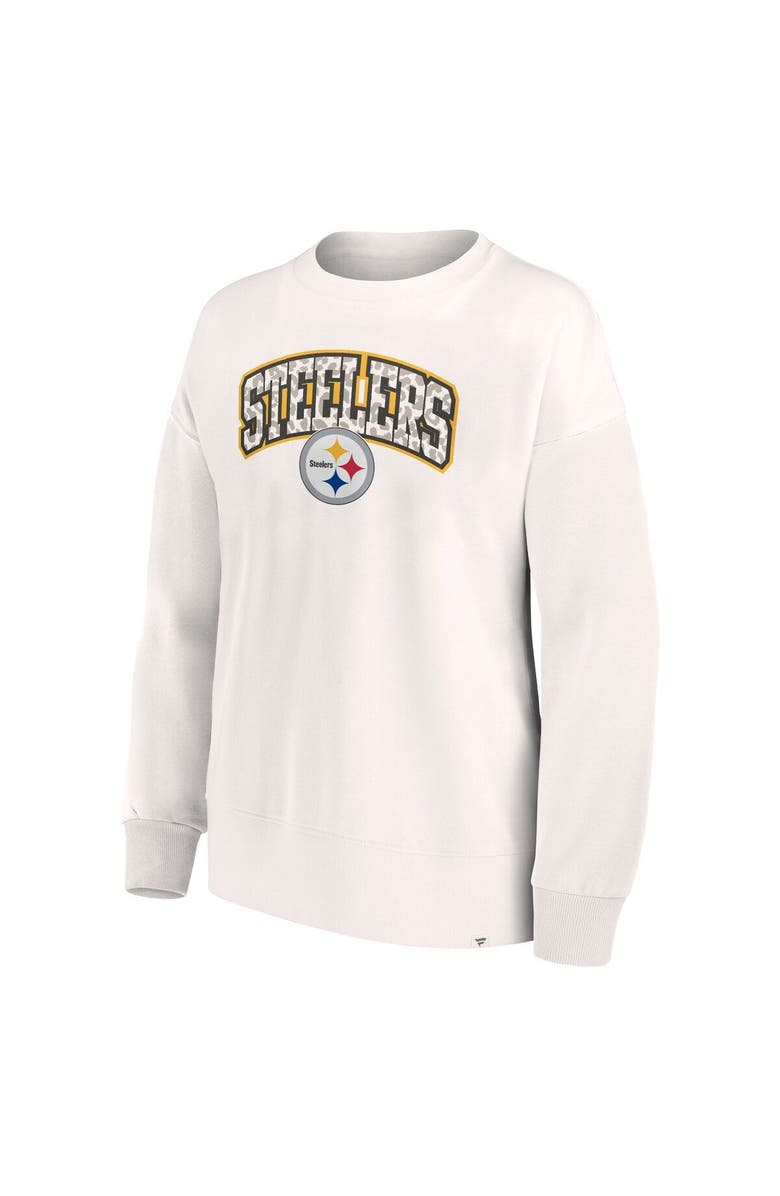 FANATICS Women's Fanatics Branded White Pittsburgh Steelers Leopard Team Pullover Sweatshirt, Alternate, color,