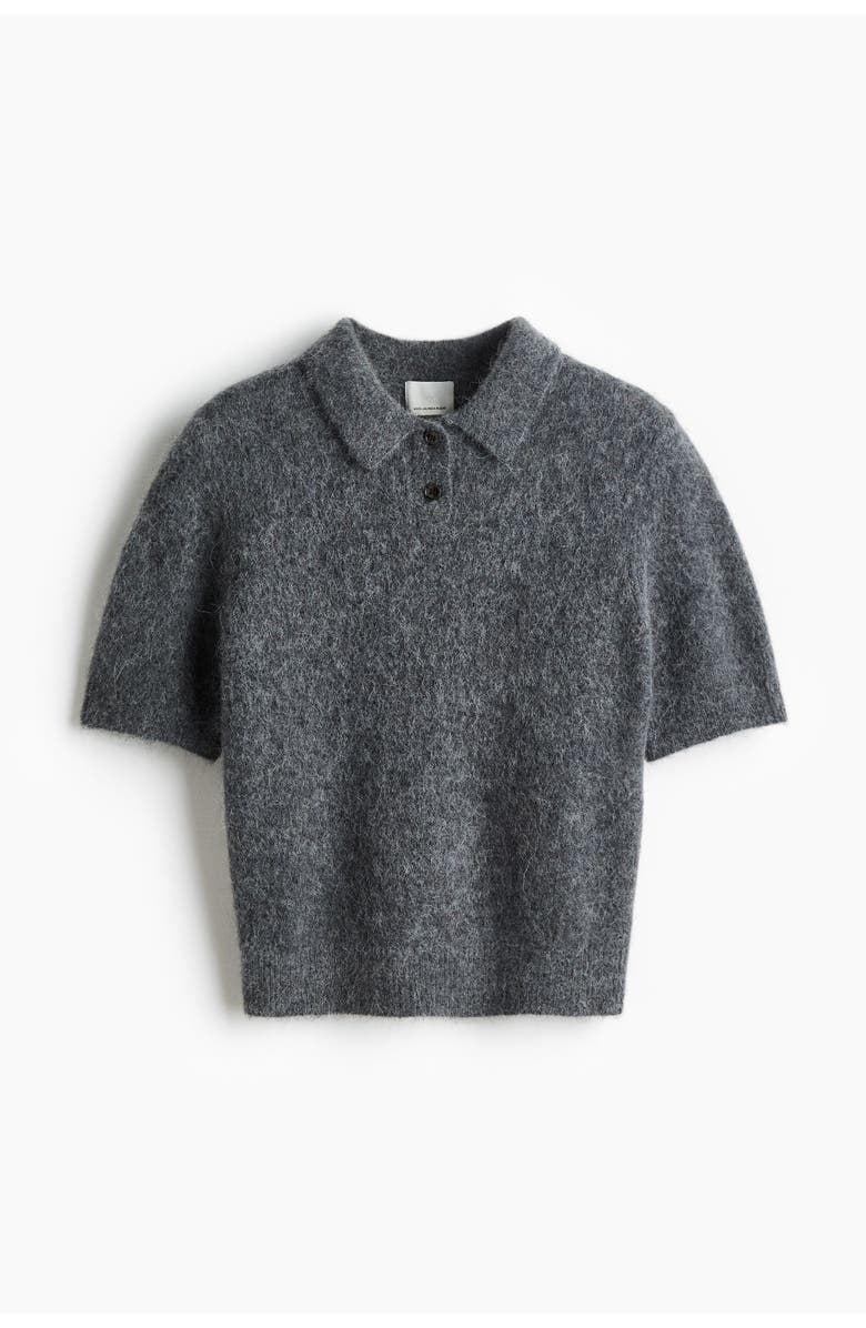 H&M Alpaca-blend Polo Shirt, Main, color, Dark Gray Melange
