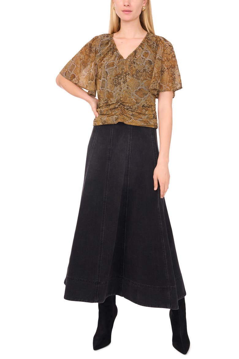 Pintuck Long Sleeve Blouse, Alternate, color, CARAMEL