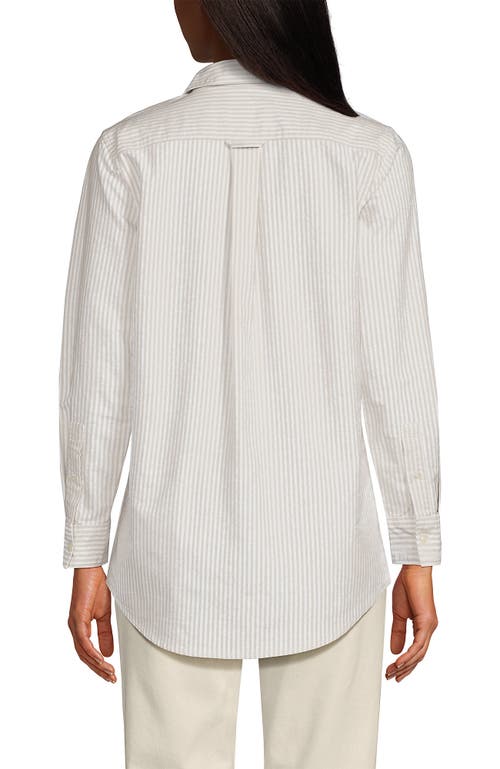 Lands' End Oxford Shirt In Champagne Mini Stripe