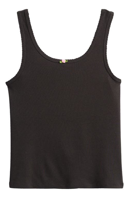 Treasure & Bond Kids' Sweet Rose Rib Tank In Black Raven