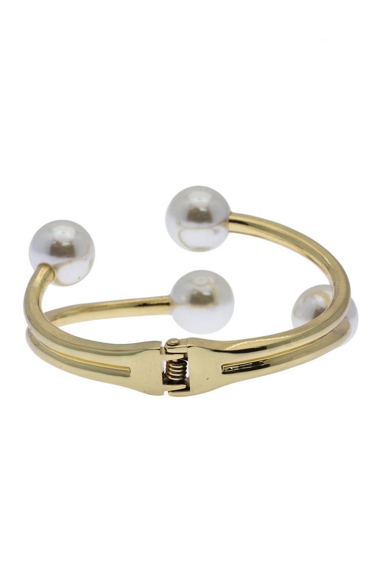 SAACHI Hinged Faux Pearl Cuff, Alternate, color, Gold