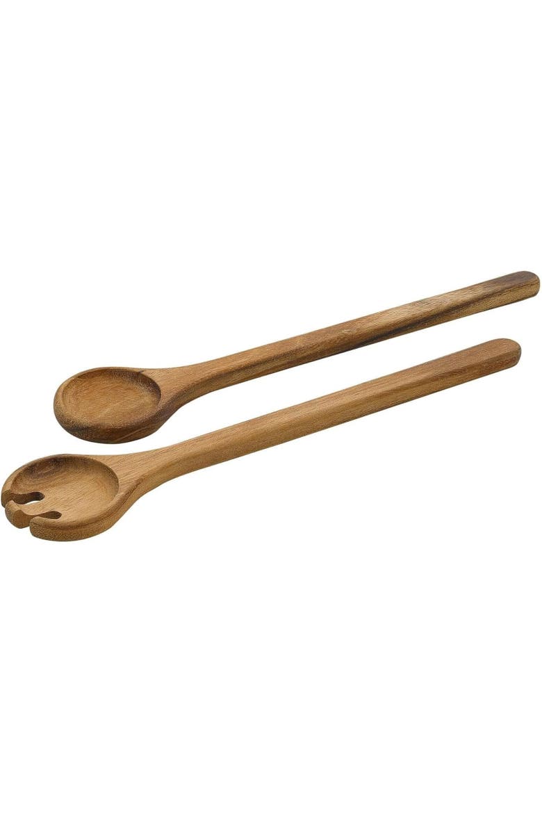 Acacia Wood 2 Piece Salad Serving Utensil Set, Main, color, Brown