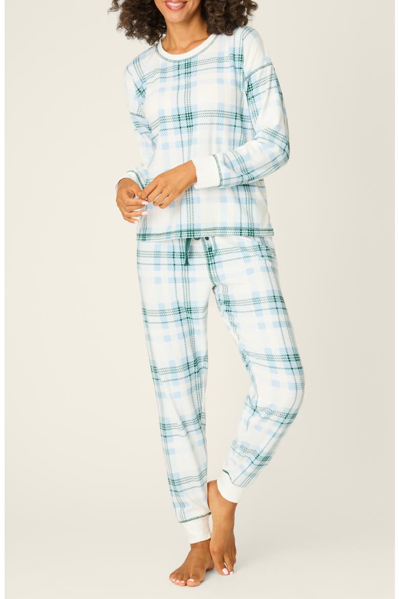 Winter Land Plaid Thermal Velour Pajamas, Main, color, IVORY