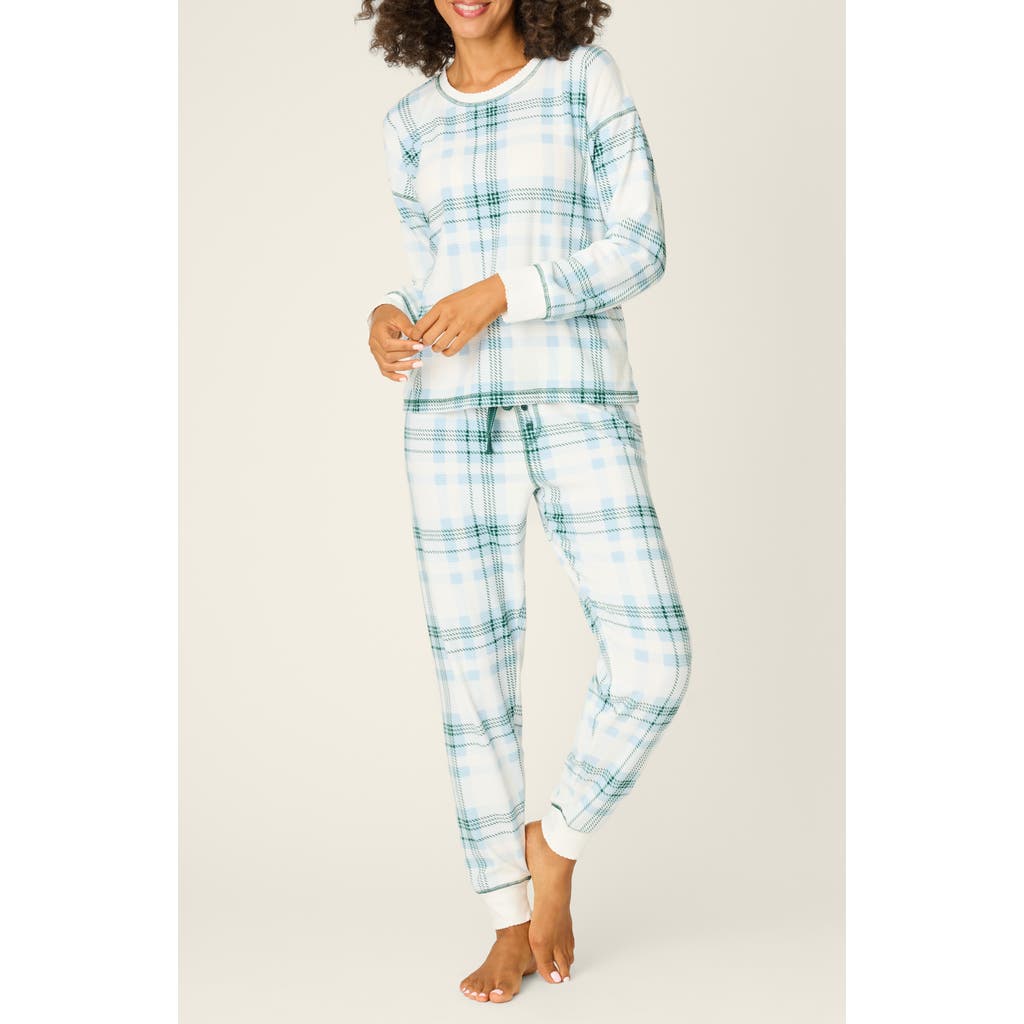 Pj Salvage Winter Land Plaid Thermal Velour Pajamas In Green