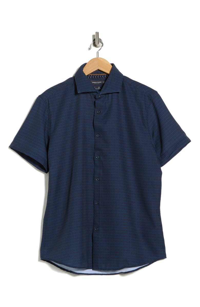 DENIM AND FLOWER Geometric Print Performance Button-Up Shirt, Alternate, color, Blue