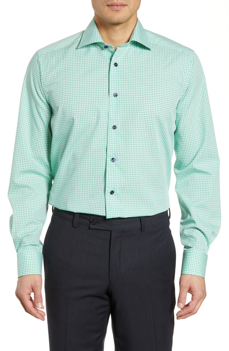 Eton Contemporary Fit Check Dress Shirt, Main, color, 
