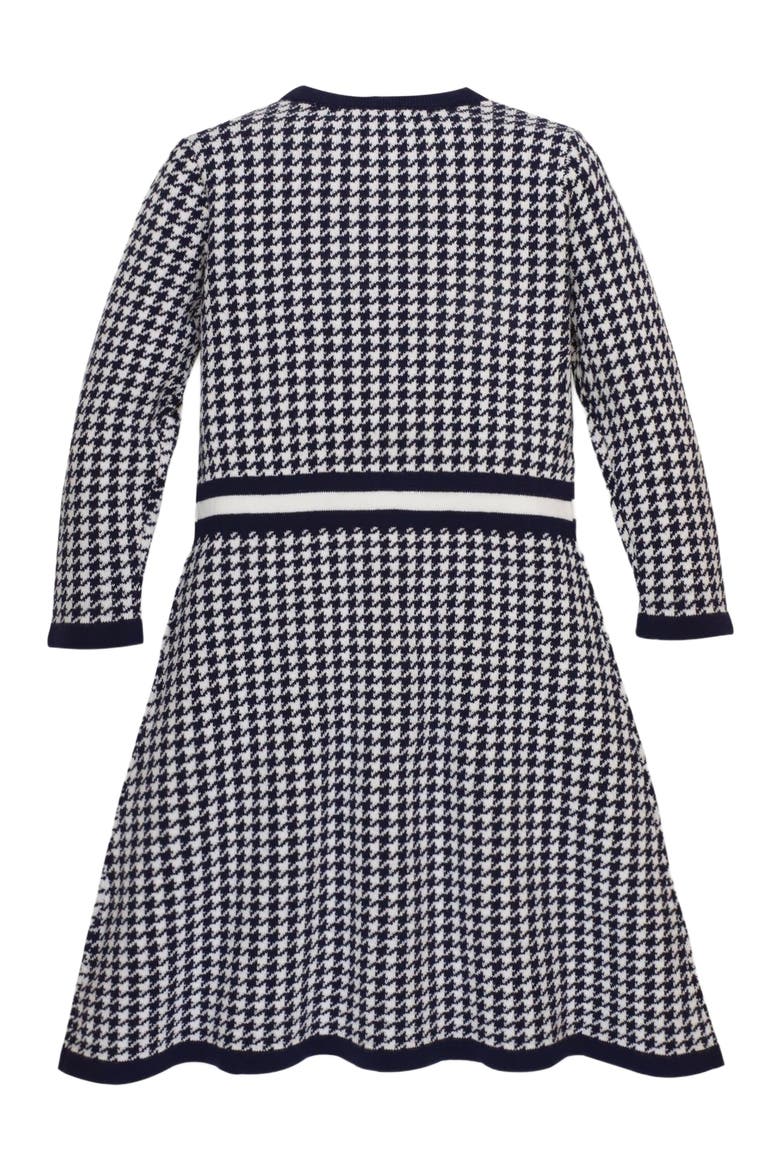 Girls' Fit and Flare Sweater Dress, Toddler, Alternate, color, Navy Houndstooth