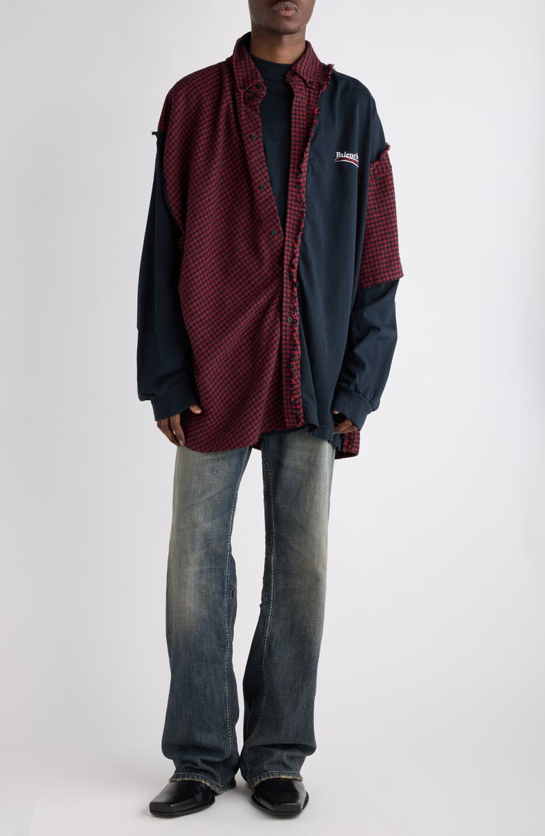 Balenciaga Patched Shirt, Alternate, color, 6400 Red