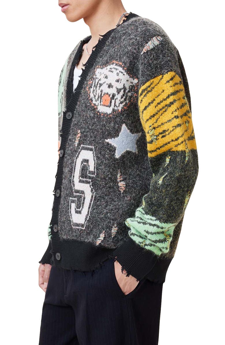 AllSaints Akki Distressed Oversize Cardigan, Alternate, color,