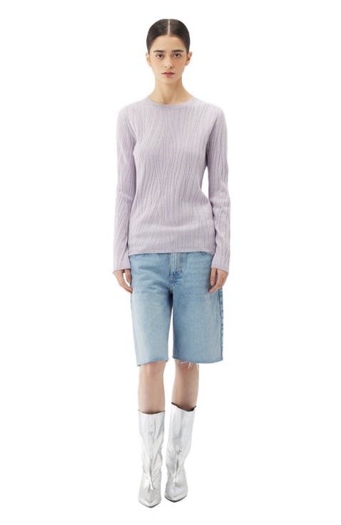 Cashmere Silk Sweater with Silver Threading