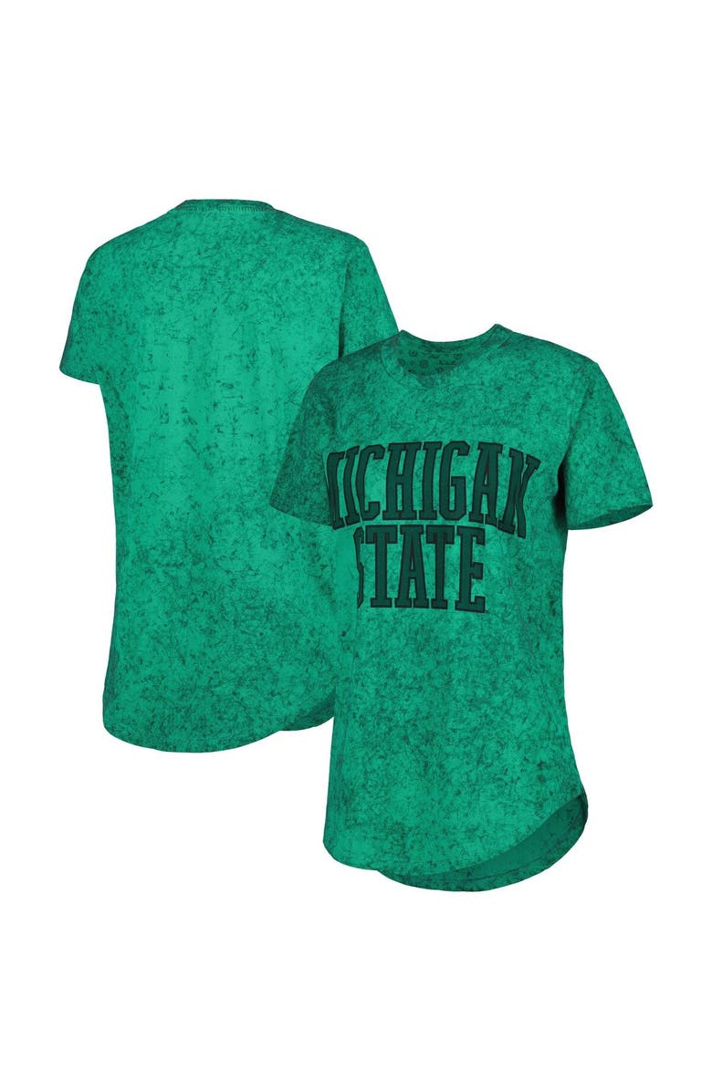 PRESSBOX Women's Pressbox Green Michigan State Spartans Southlawn Sun-Washed T-Shirt, Main, color, 